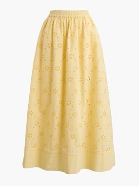 nwot j.crew eyelet midi skirt in pale banana yellow xs sold out